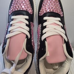 Pink and Black Rhinestone Sneakers